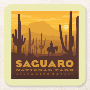 Nationalparken Saguaro Square Arizona Underlägg Papper Kvadrat