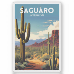 Nationalparken Saguaro Traditional Travel Poster Klistermärken