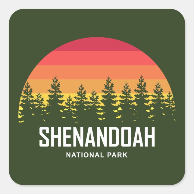 Nationalparken Shenandoah Fyrkantigt Klistermärke (Framsida)