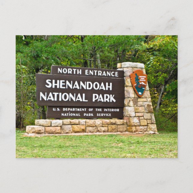 Nationalparken Shenandoah North Entrance Sign Vykort (Framsida)