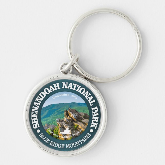 Nationalparken Shenandoah Rund Silverfärgad Nyckelring (Framsidan)