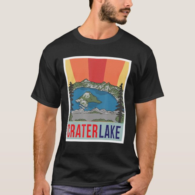 Nationalparken Souvenir Crater Sjö Oregon Tourist T Shirt (Framsida)