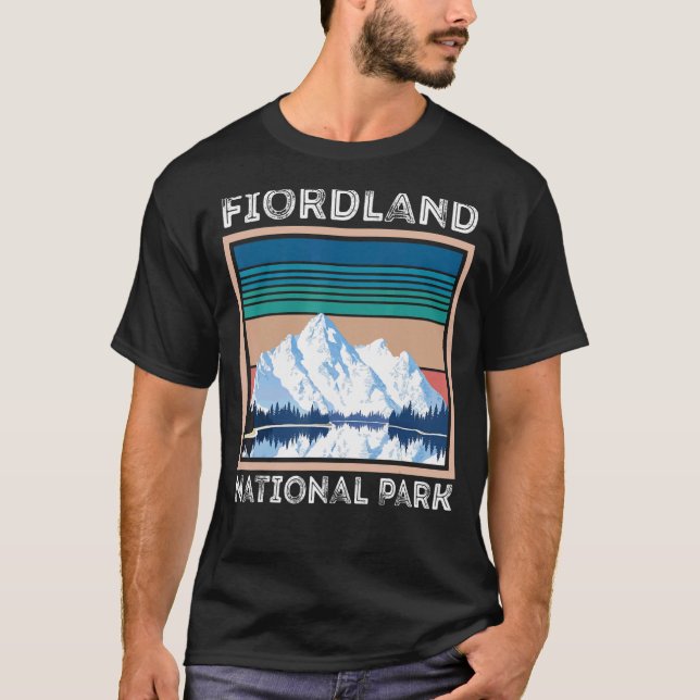 Nationalparken Souvenir Fiordland New Zealand Tour T Shirt (Framsida)