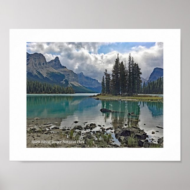 Nationalparken Spirit Island Maligne Sjö Jasper Poster (Framsidan)