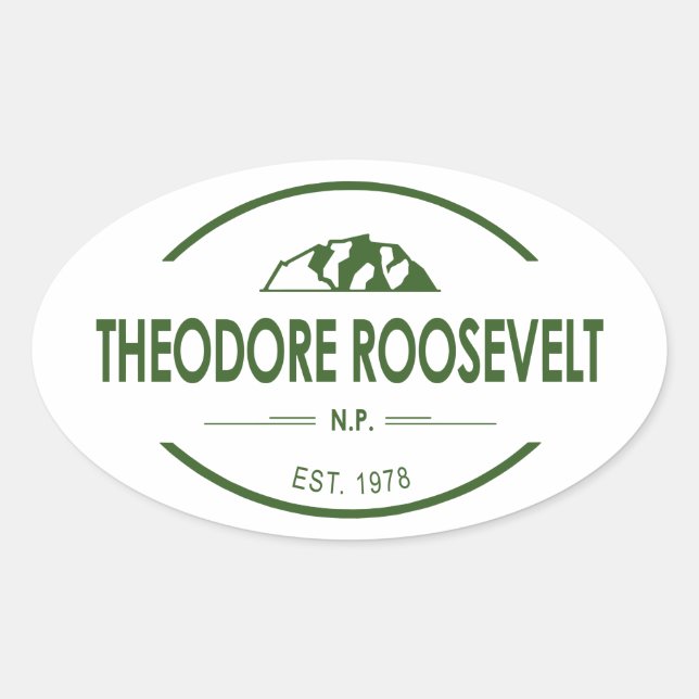 Nationalparken Theodore Roosevelt Ovalt Klistermärke (Framsida)