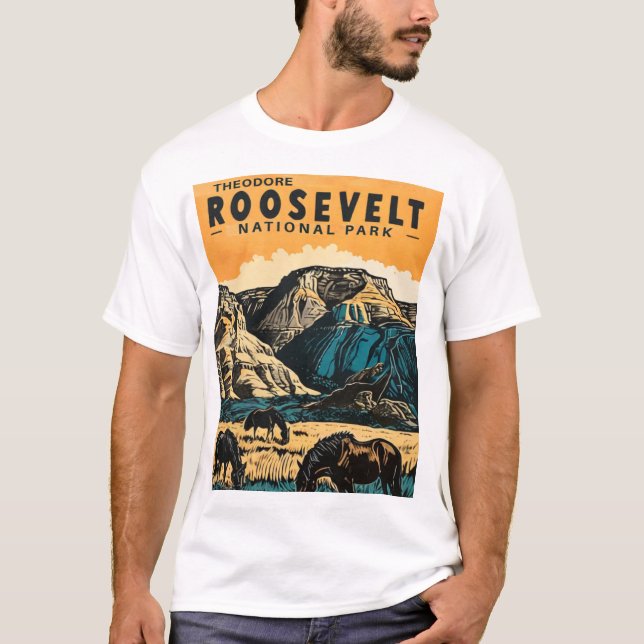 Nationalparken Theodore Roosevelt T Shirt (Framsida)