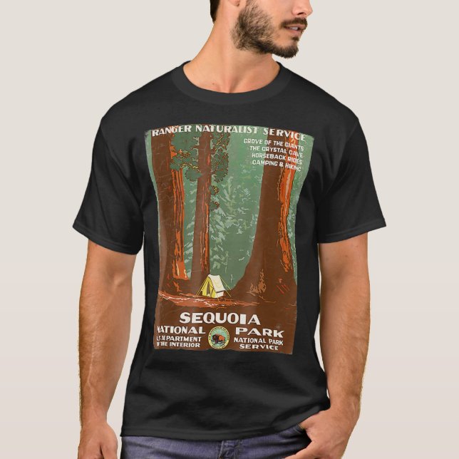Nationalparken vintage affisch Shirt-Sequoia  T Shirt (Framsida)