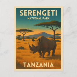 Nationalparken vintage resor Afrika Serengeti Vykort