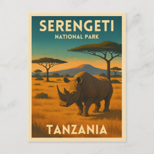 Nationalparken vintage resor Afrika Serengeti Vykort