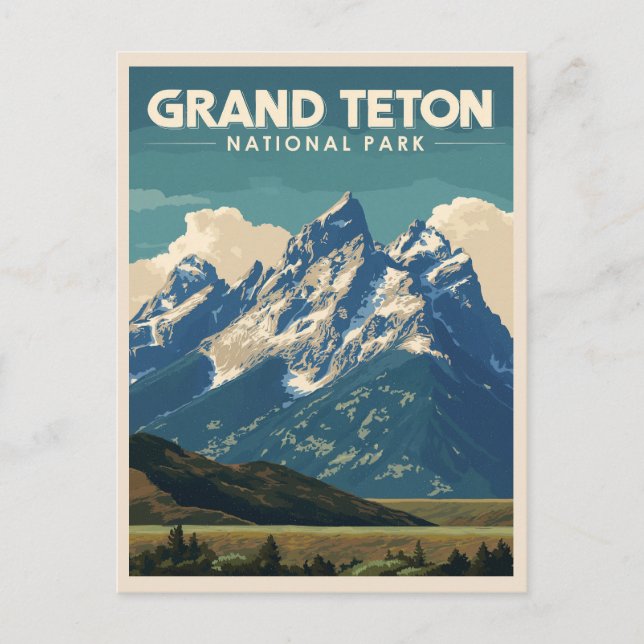 Nationalparken vintage resor Grand Teton Vykort (Framsida)