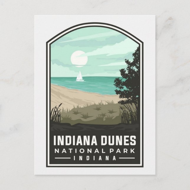 Nationalparken vintage resor Indiana Dunes Vykort (Framsida)