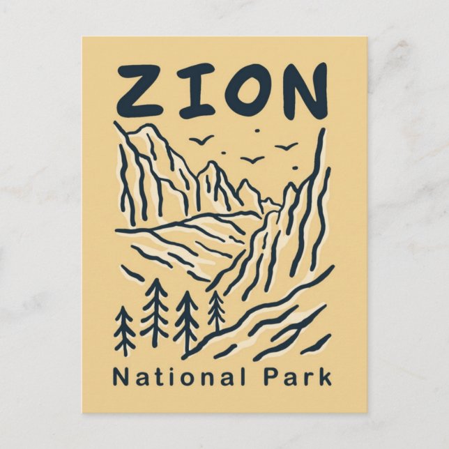Nationalparken vintage resor retro ZION Vykort (Framsida)