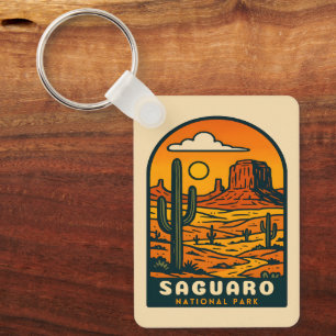 Nationalparken vintage resor Saguaro Arizona Retro Nyckelring