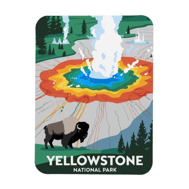Nationalparken Vivid Yellowstone Magnet (Vertikal)