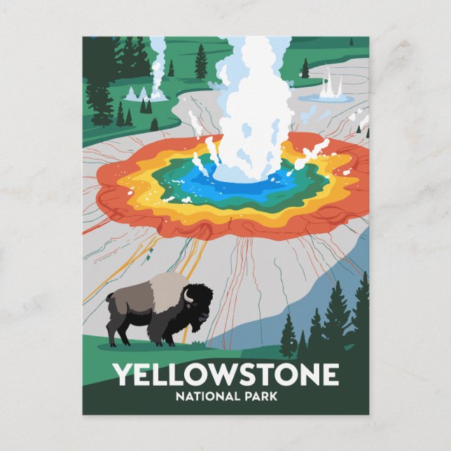Nationalparken Vivid Yellowstone Vykort (Framsida)