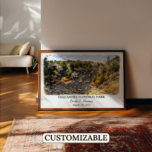 Nationalparken Volcanoes Hawaii Affisch, Akvarell, Poster