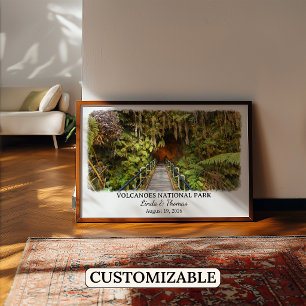 Nationalparken Volcanoes Hawaii Affisch, Akvarell, Poster