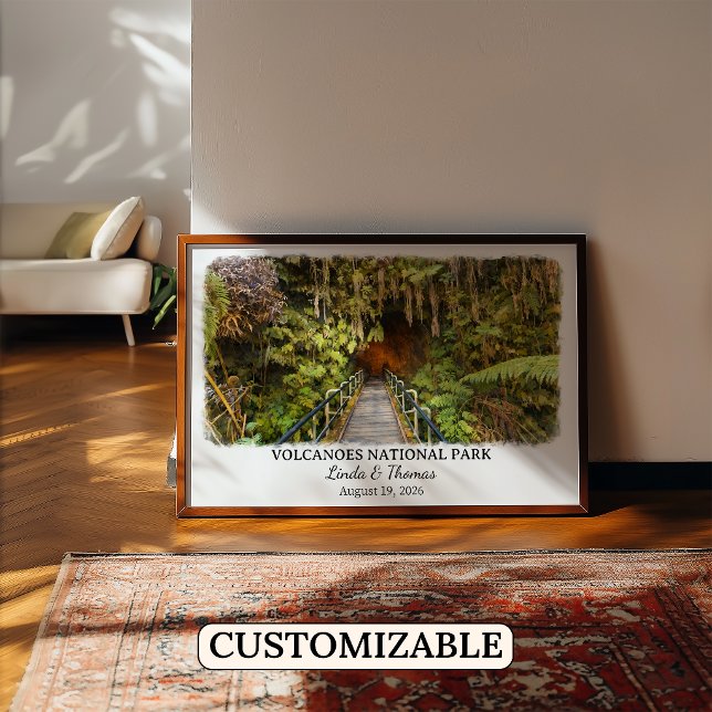 Nationalparken Volcanoes Hawaii Affisch, Akvarell, Poster (Skapare uppladdad)