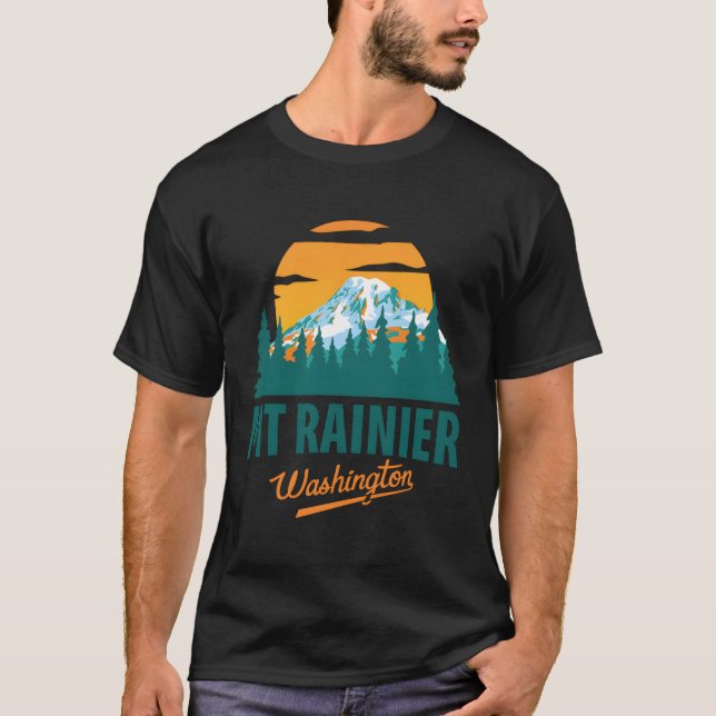 Nationalparken Washington Mt Rainier T Shirt (Framsida)