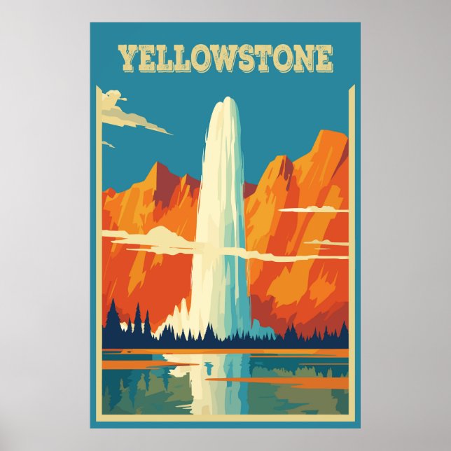Nationalparken Yellowstone, USA, Travel Poster (Framsidan)