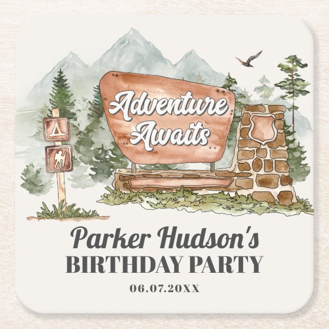 nationalparkens födelsedagsfest underlägg papper kvadrat (Framsidan)