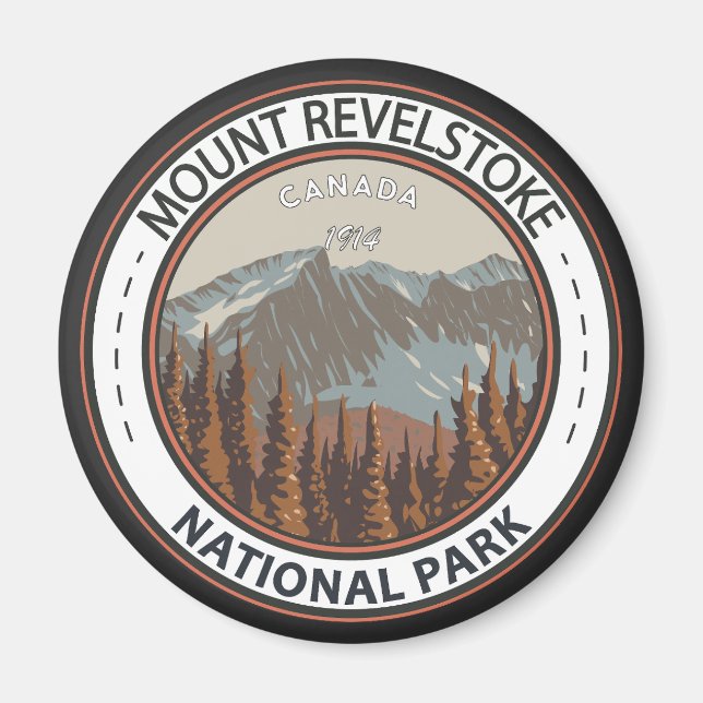 Nationalparkens Resekonst-märke för Revelstoke Magnet (Framsidan)