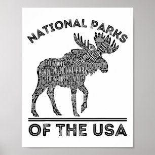 Nationalparker Älg Vandring Resor Camping Utomhus Poster