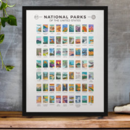 Nationalparker i USA Lista Vintage Poster