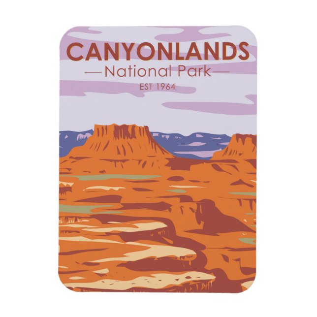 Nationalparkön Canyonlands i Himlar Retro Magnet (Vertikal)