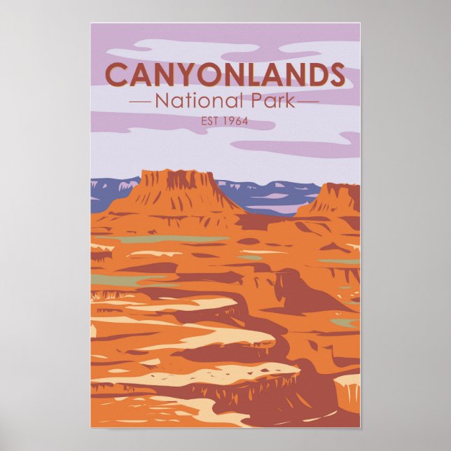Nationalparkön Canyonlands i Himlar Retro Poster (Framsidan)