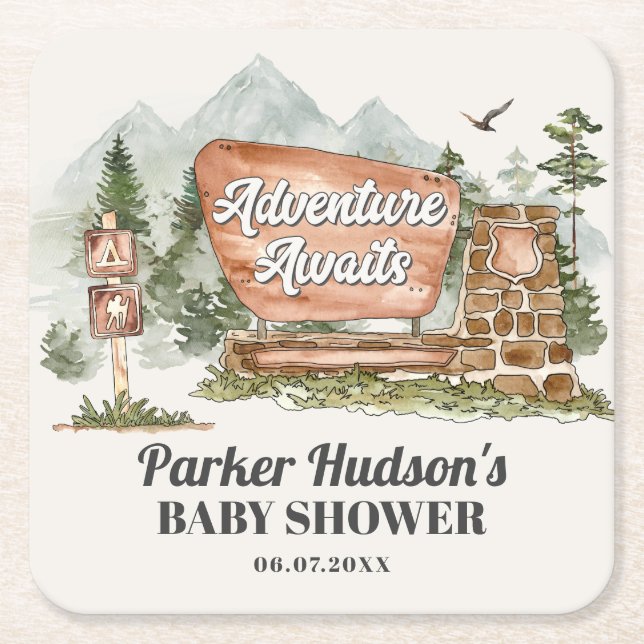 nationalparksbabyduschen party underlägg papper kvadrat (Framsidan)