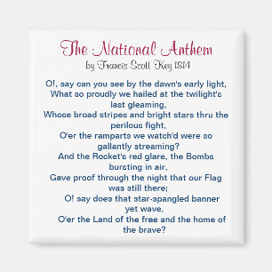 Nationalsången vid den Francis Scott nyckeln 1814 Magnet