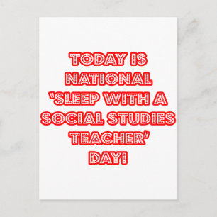 Nationell dag för "sömn med en Social-studielärare Vykort