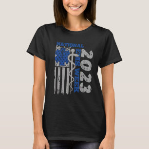 Nationell EMS-vecka 2023 USA flagga Akut Medical T Shirt