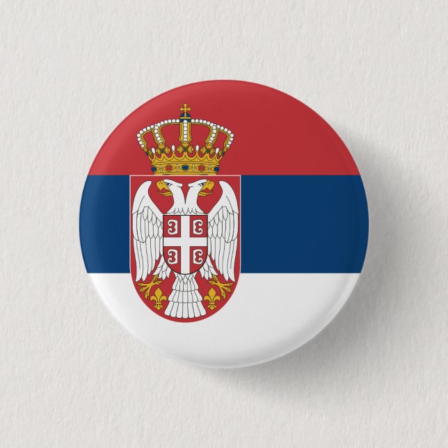 Nationell Flagga i Serbien Knapp (Framsida)