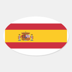 Nationell Flagga i Spanien Ovalt Klistermärke
