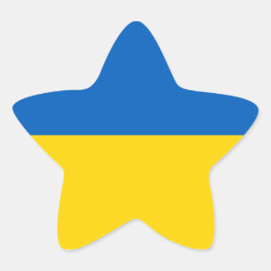 Nationell Flagga i Ukraina Stjärnformat Klistermärke