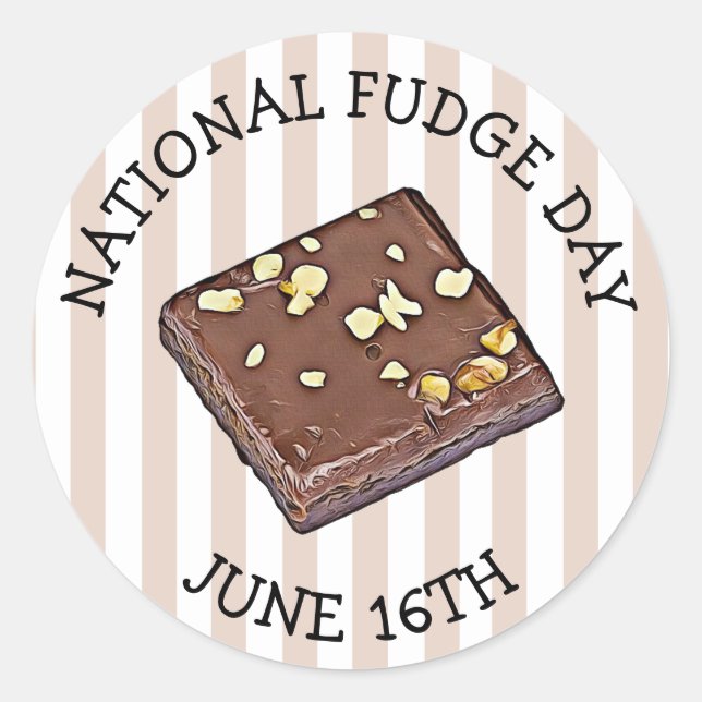 Nationell fudge Day Stickers Runt Klistermärke (Framsida)