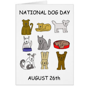 Nationell Hund Dagen den 26 augusti i Tecknad hund Hälsningskort