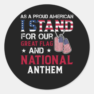 Nationell hymn - USA flagga design Runt Klistermärke