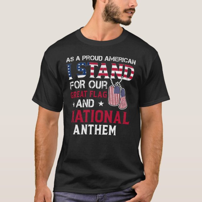 Nationell hymn - USA flagga design T Shirt (Framsida)