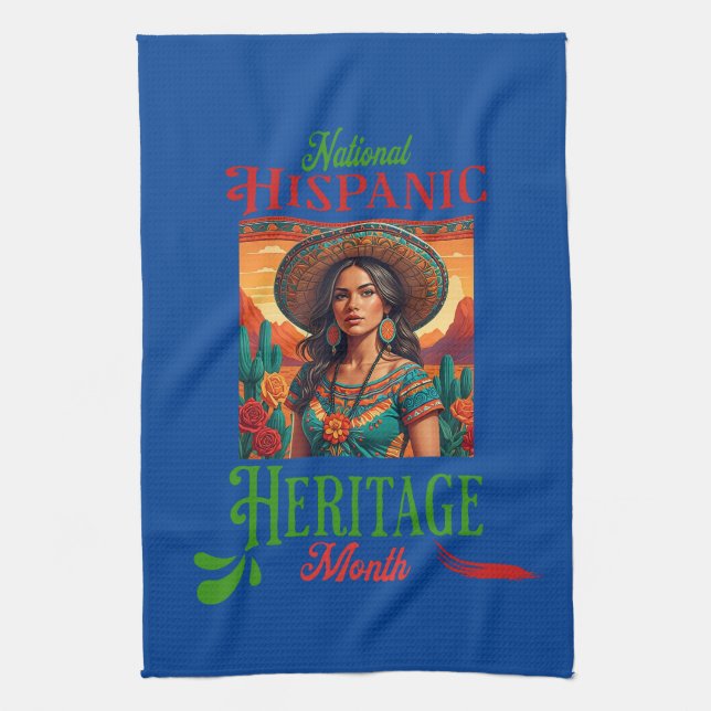 Nationell ispanikminnesmånad kökshandduk (Vertikal)