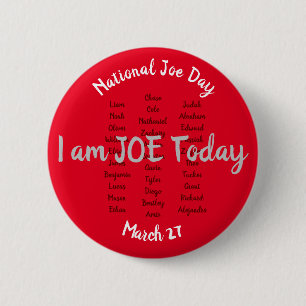 Nationell Joe-dag, 27 mars 6 månads rund badge Knapp