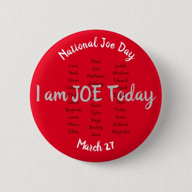 Nationell Joe Day, 27 mars 6 cm rund badge Knapp (Framsida)