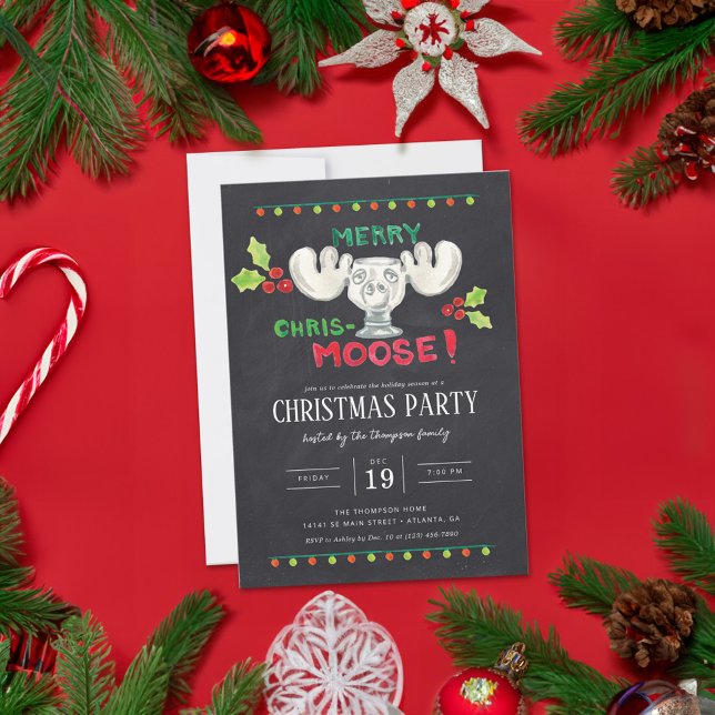 Nationell Lampoons Merry Chris-Moose Party Inbjudningar (Card on table)