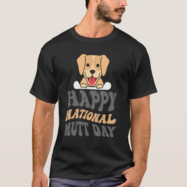 Nationell mutsdag i Lycklig vid Hund Pappa T Shirt (Framsida)