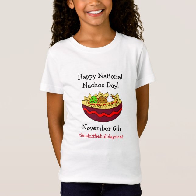 Nationell Nachos-dagen i lycklig, november 6e T Shirt (Framsida)