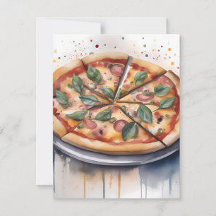 Nationell Pizza-vecka C - Vattenfärger Julkort
