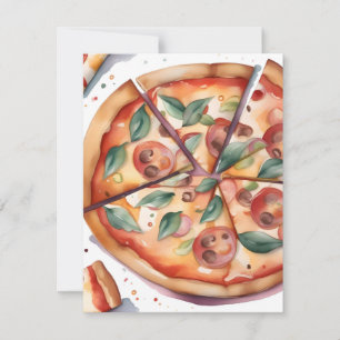 Nationell Pizza Week A - Vattenfärger Julkort
