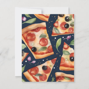 Nationell Pizza Week E - Vattenfärger Julkort